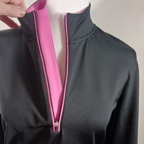 Lauren Ralph Lauren, Black W/ Pink Trim 1/4 Zip Pullover Size Medium, Activewear - Picture 7 of 15